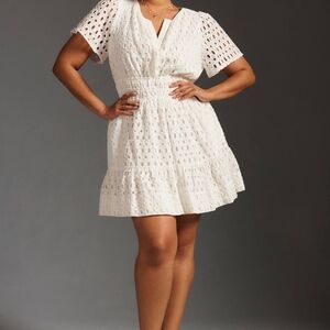 Anthropologie Somerset White Eyelet Mini Dress